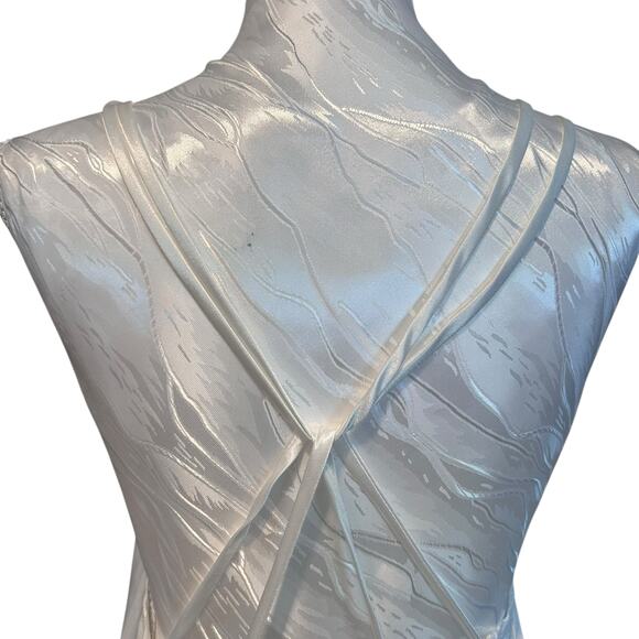 Vintage White Satin Nightgown Womens Sz Medium Plunging Sexy Neckline Sleeveless - Picture 8 of 16